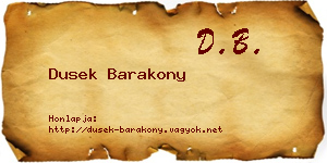 Dusek Barakony névjegykártya